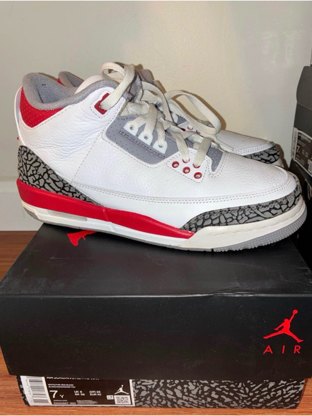 Air Jordan 3 Retro White and Red Sneakers